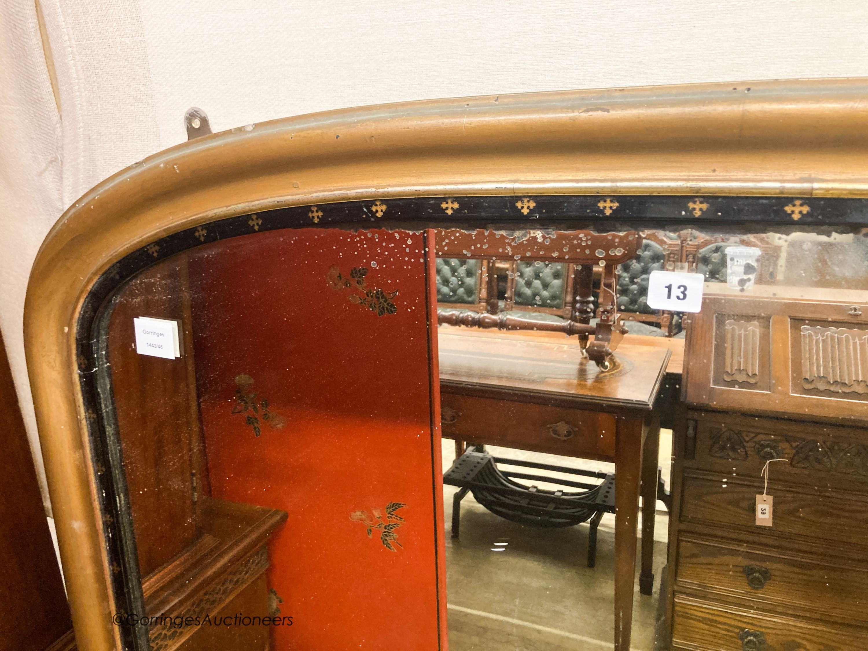 A late Victorian overmantel mirror, W.110cm H.132cm